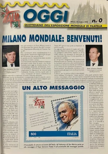 OGGI 1998 – 11 numeri rilegati quotidiano expo mondiale filatelia OGGI 1998 - annata quotidiano expo mondiale filatelia