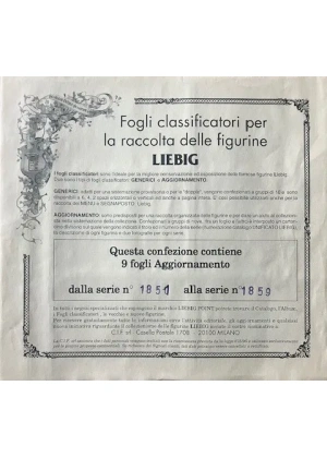 Confezione 9 fogli a 6 tasche LIEBIG serie dalla 1851 alla 1859